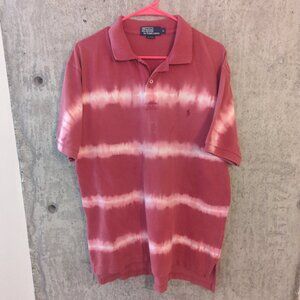 Ralph Lauren Mens Large Red Tie-Dye Polo Shirt